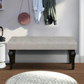 Grey Tufted Linen Upholstered Bench with Turned Wood Legs