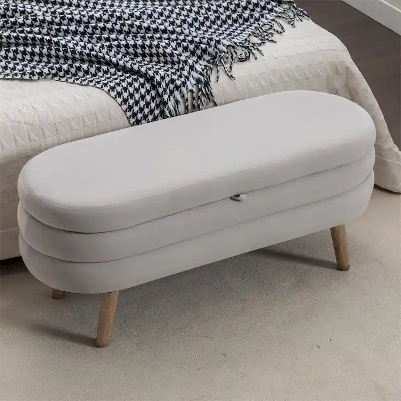 Storage Bench Bedroom Bench With Wood Legs For Living Room Bedroom