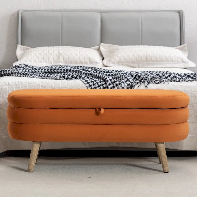 Storage Bench Bedroom Bench With Wood Legs For Living Room Bedroom