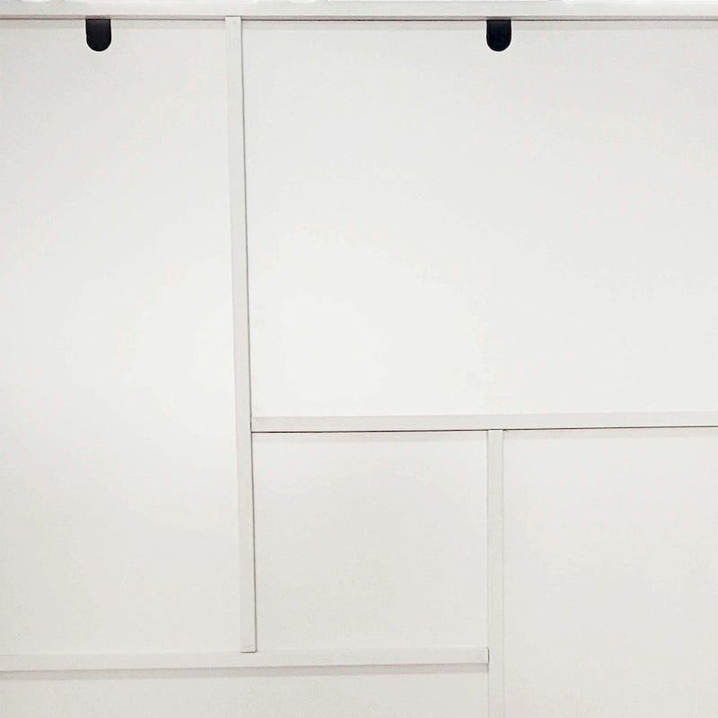 Multifunctional Handleless Shoe Cabinet with Storage Compartments Hooks Ancient White