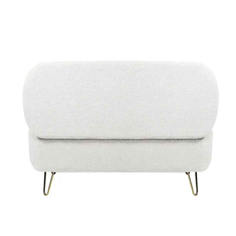 Oval Storage Ottoman Bench with Gold Hairpin Legs Upholstered Polyester Multi-Color