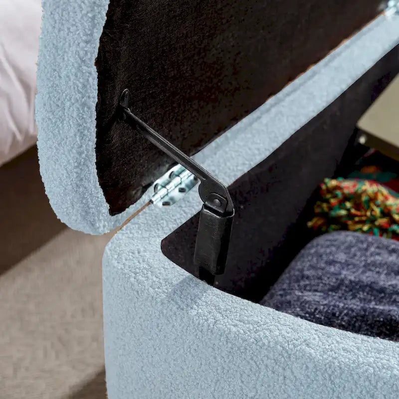 Oval Storage Ottoman Bench with Gold Hairpin Legs Upholstered Polyester Multi-Color