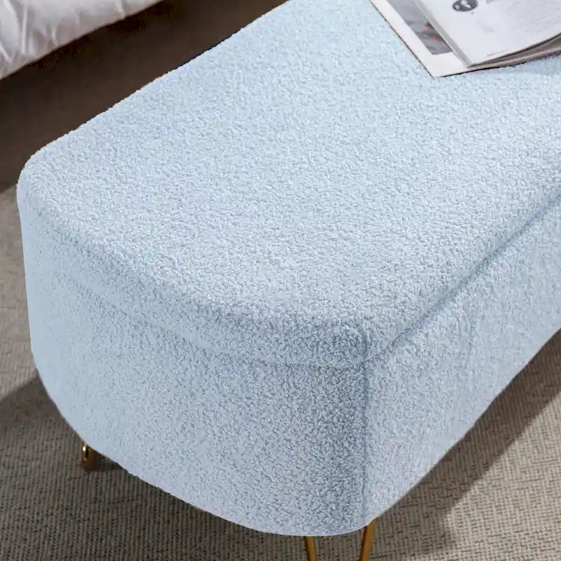 Oval Storage Ottoman Bench with Gold Hairpin Legs Upholstered Polyester Multi-Color