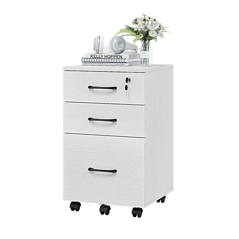 3 Drawer Wood Mobile File Cabinet