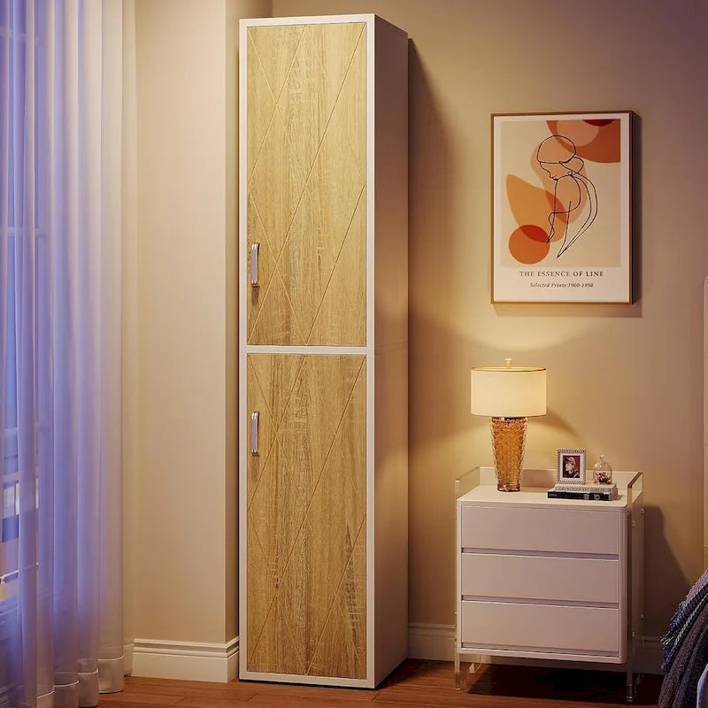 75.4 Inches Wood Storage Cabinet with 2 Doors and 6 Shelves