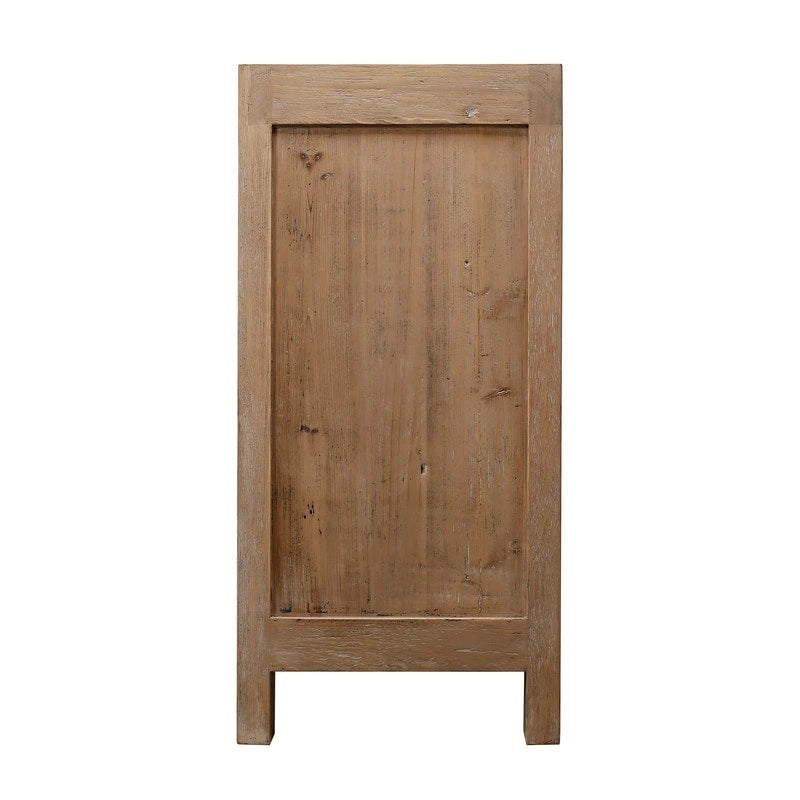 4-Door Weathered Pinewood Sideboard Natural Wood Storage Cabinet