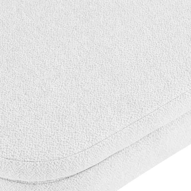 Oval Upholstered Storage Ottoman Bench with Rubber Wood Legs Beige White