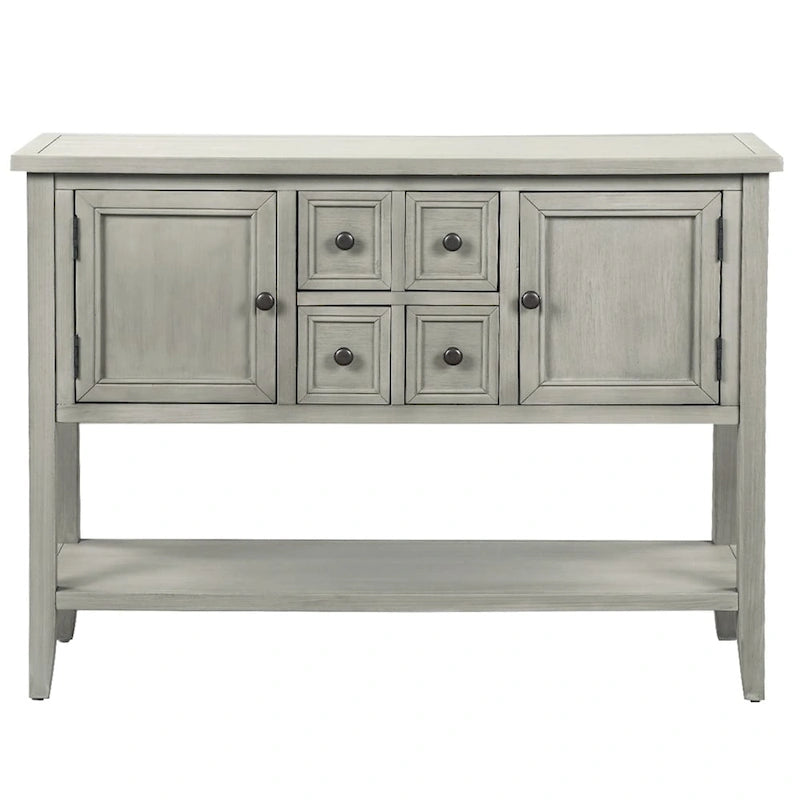 Buffet Sideboard Console Table with Four Drawers Two Cabinets and Bottom Shelf