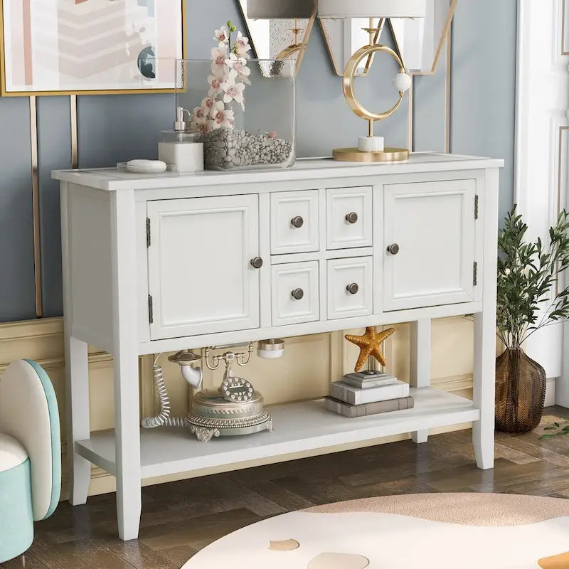 Cambridge Series Buffet Sideboard Console Table with Bottom Shelf - N/A