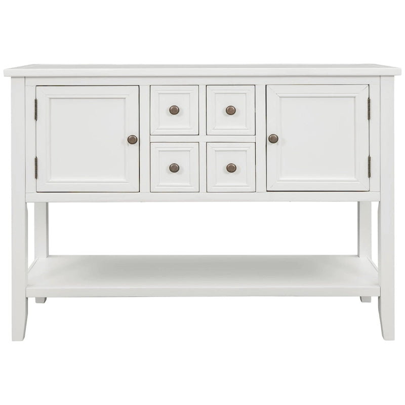 Buffet Sideboard Console Table with Four Drawers Two Cabinets and Bottom Shelf