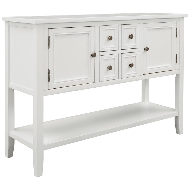 Buffet Sideboard Console Table with Four Drawers Two Cabinets and Bottom Shelf