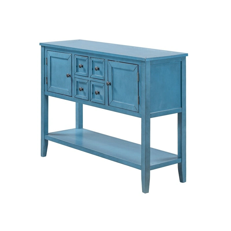 Buffet Sideboard Console Table with Four Drawers Two Cabinets and Bottom Shelf
