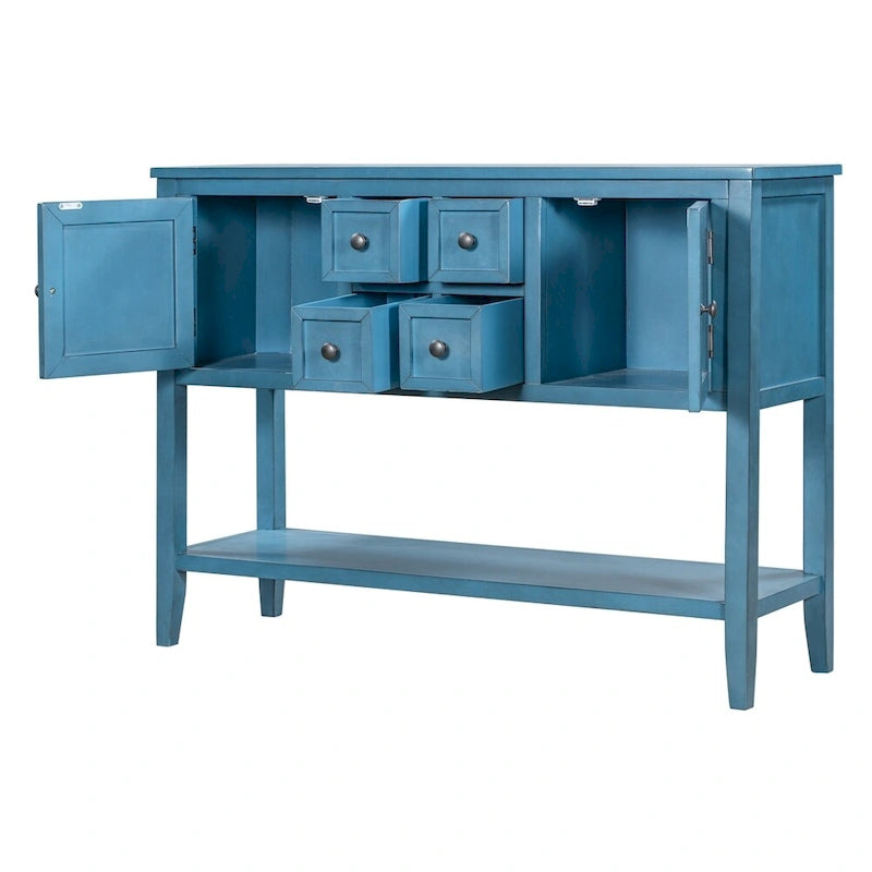 Buffet Sideboard Console Table with Four Drawers Two Cabinets and Bottom Shelf