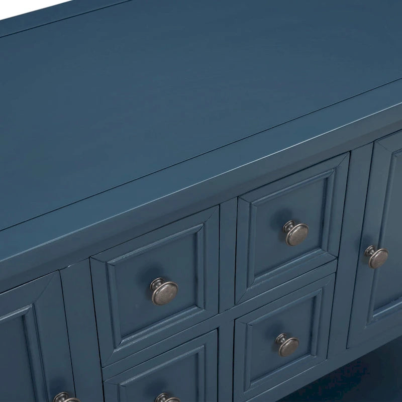 Buffet Sideboard Console Table with Four Drawers Two Cabinets and Bottom Shelf