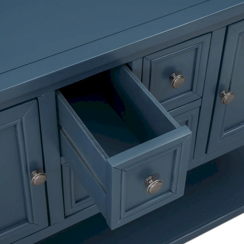 Buffet Sideboard Console Table with Four Drawers Two Cabinets and Bottom Shelf