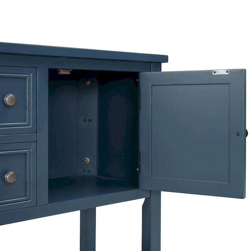 Buffet Sideboard Console Table with Four Drawers Two Cabinets and Bottom Shelf