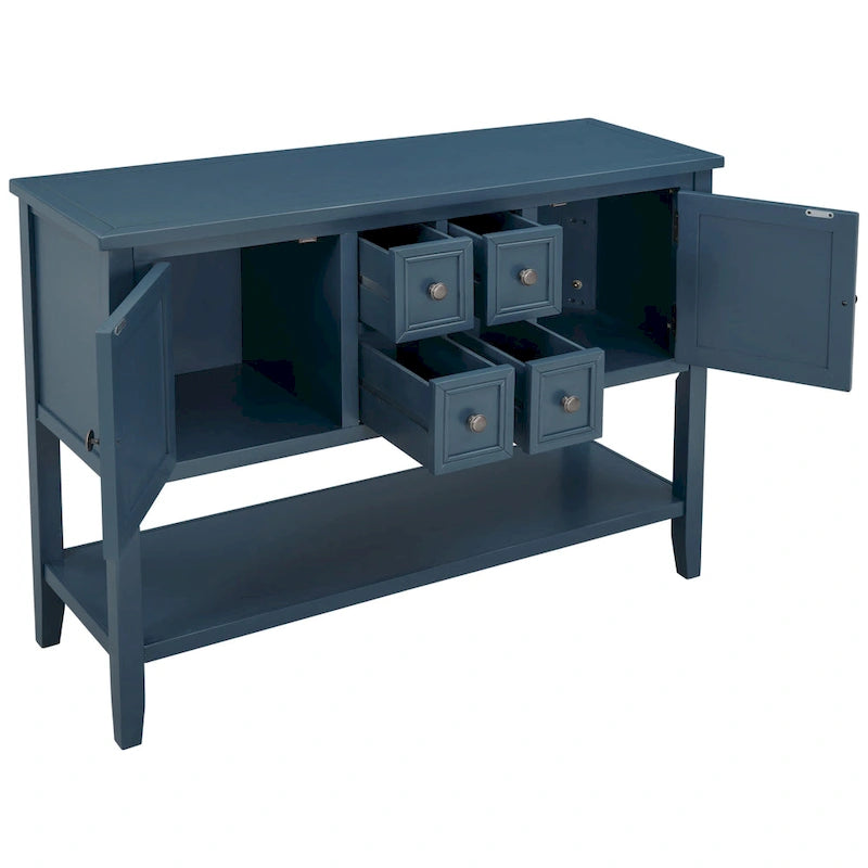 Buffet Sideboard Console Table with Four Drawers Two Cabinets and Bottom Shelf
