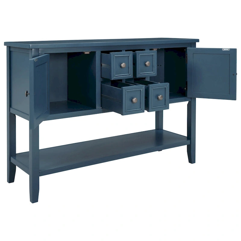 Buffet Sideboard Console Table with Four Drawers Two Cabinets and Bottom Shelf