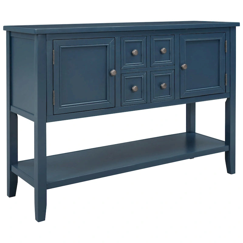 Buffet Sideboard Console Table with Four Drawers Two Cabinets and Bottom Shelf
