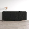 Modern Marble-Finish Matte Black Three-Door Living Room Storage Sideboard Buffet