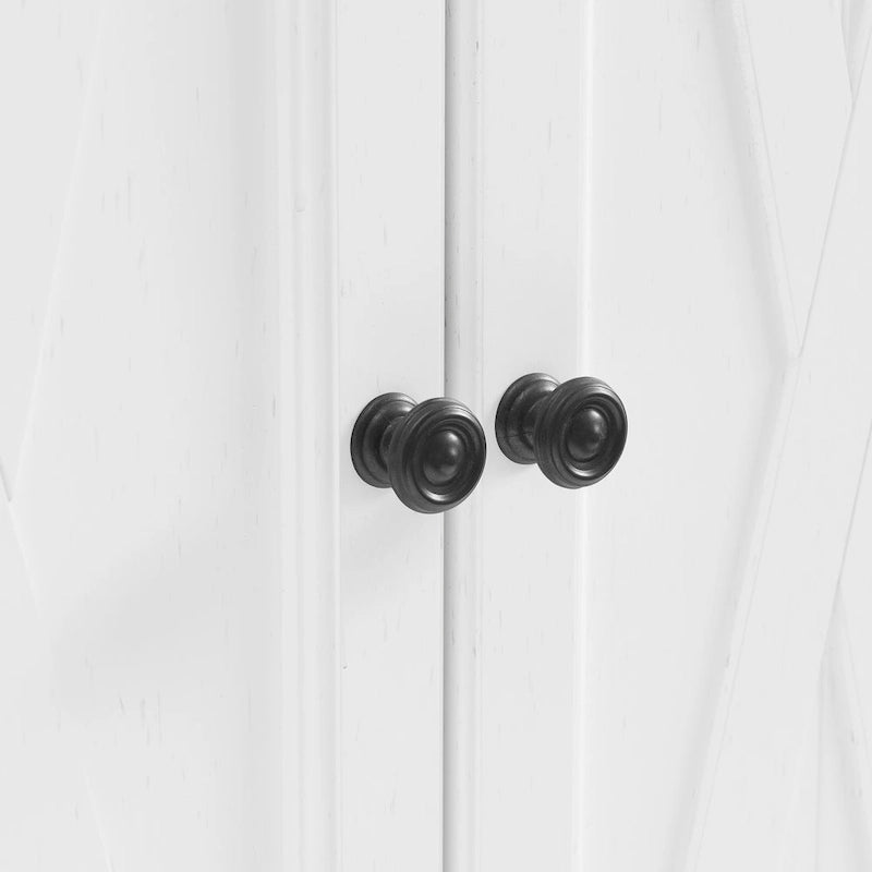 Tall Pantry Cabinet Distressed White Farmhouse X-Door Gunmetal Hardware