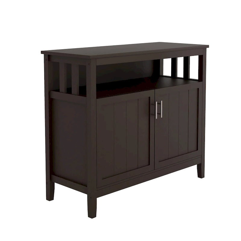 Brown Kitchen Storage Sideboard Buffet Cabinet with Magnetic Doors