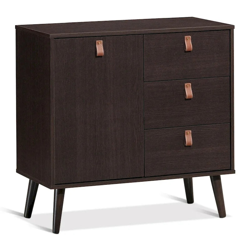 3-drawer Sideboard Storage Display Cabinet-Brown - 31.5 x 15.5 x 32 (L x W x H)