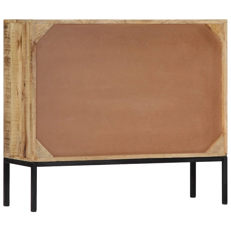Solid Mango Wood Sideboard with 3 Drawers and 1 Door Natural Brown