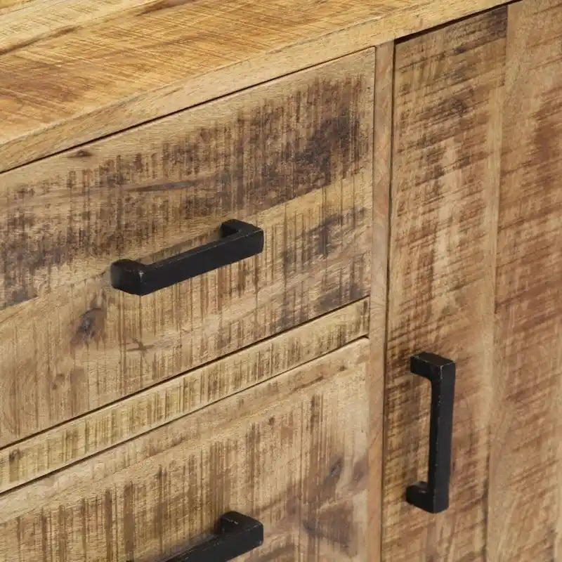 Solid Mango Wood Sideboard with 3 Drawers and 1 Door Natural Brown