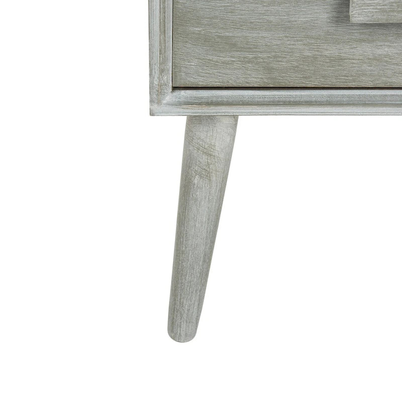 Slate Grey Mid-Century 3-Drawer Accent Chest with Tapered Wood Legs