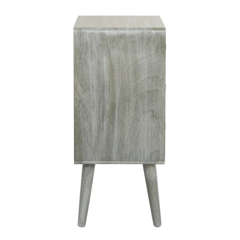 Slate Grey Mid-Century 3-Drawer Accent Chest with Tapered Wood Legs