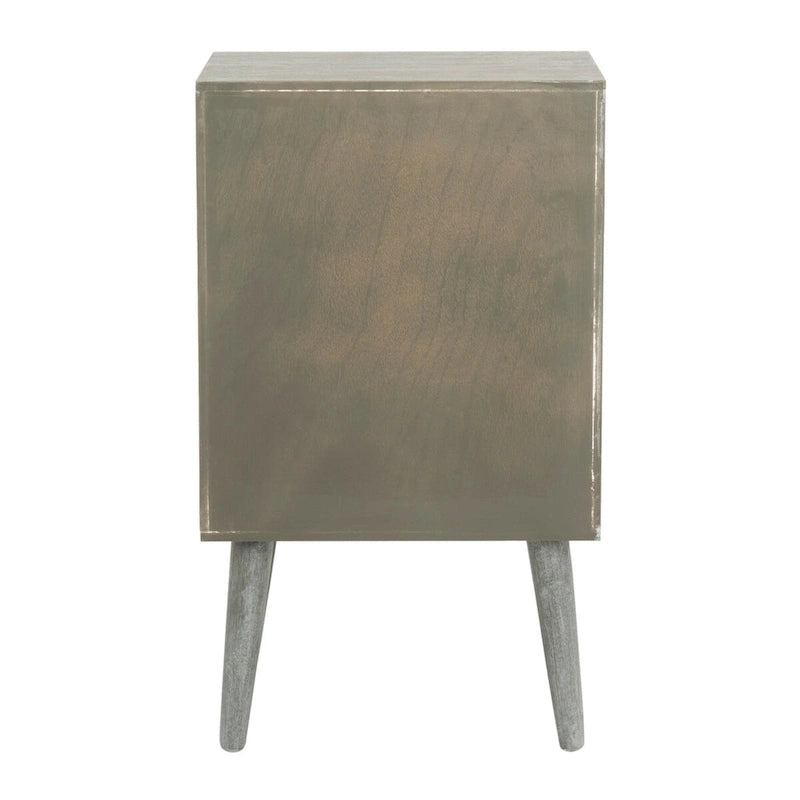 Slate Grey Mid-Century 3-Drawer Accent Chest with Tapered Wood Legs