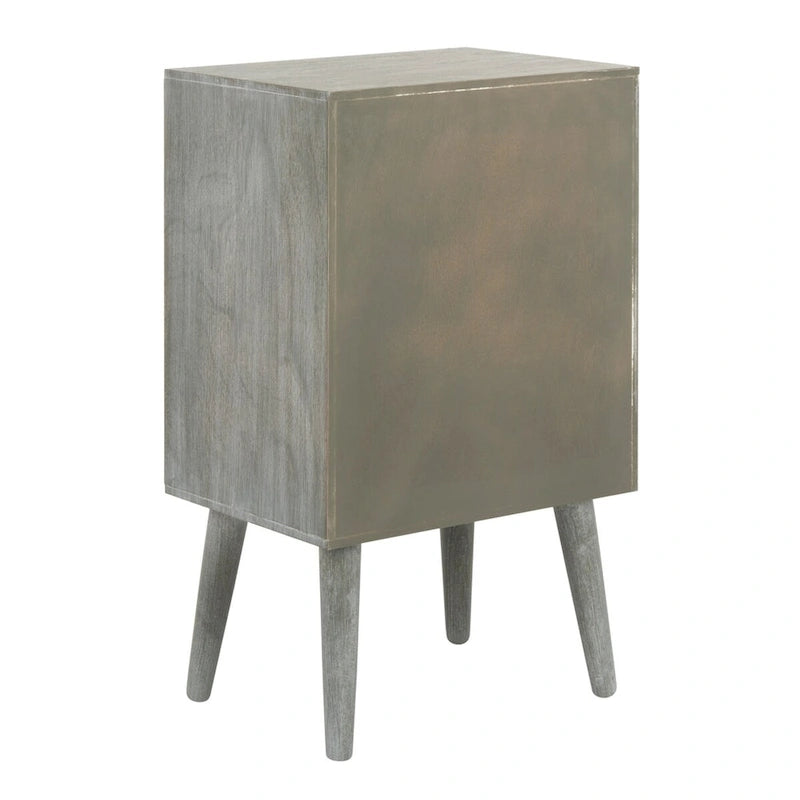 Slate Grey Mid-Century 3-Drawer Accent Chest with Tapered Wood Legs