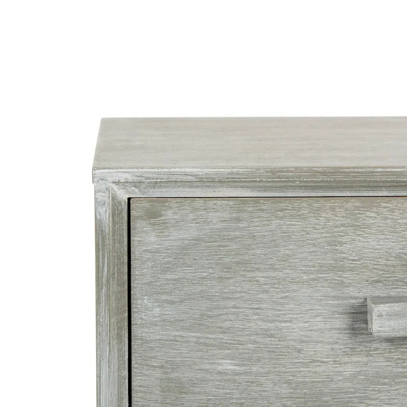 Slate Grey Mid-Century 3-Drawer Accent Chest with Tapered Wood Legs
