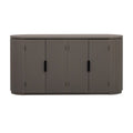 Sideboard mit 4 Türen, geriffelter Front und Metallgriffen, braun, schwarz, marineblau