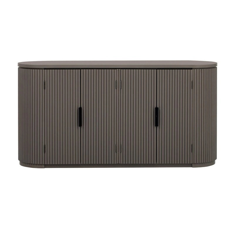 4-Door Fluted Sideboard Storage Cabinet with Metal Handles Brown Black Navy Blue