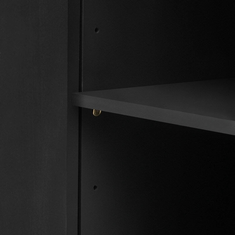 Sideboard mit 4 Türen, geriffelter Front und Metallgriffen, braun, schwarz, marineblau