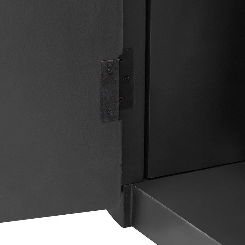 Sideboard mit 4 Türen, geriffelter Front und Metallgriffen, braun, schwarz, marineblau