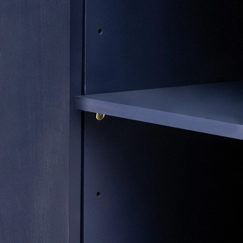 Sideboard mit 4 Türen, geriffelter Front und Metallgriffen, braun, schwarz, marineblau