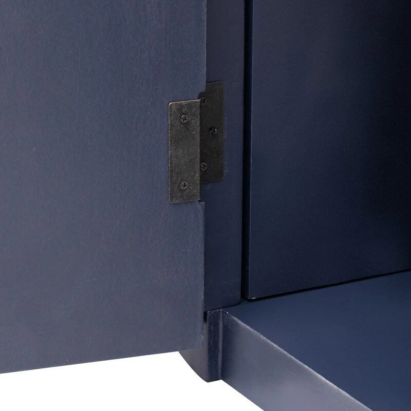 Sideboard mit 4 Türen, geriffelter Front und Metallgriffen, braun, schwarz, marineblau
