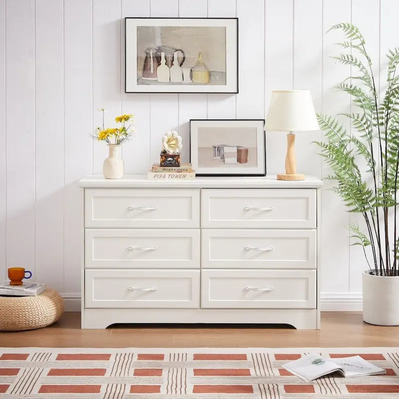 Modern 3 Drawer Bedroom Chest of Drawers with 6 Drawers Dresser, Clothes Organizer Metal Pulls