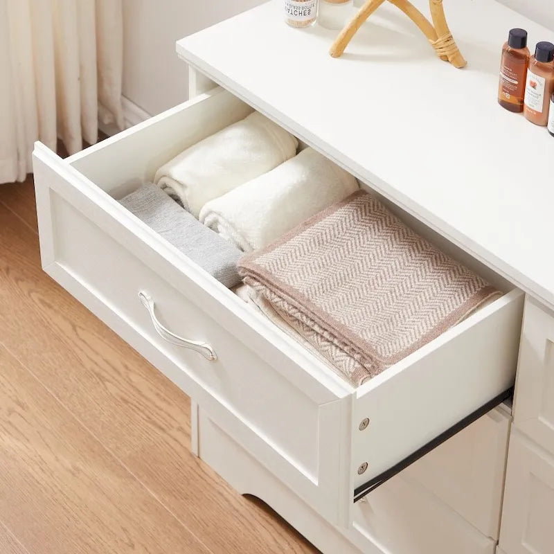 6-Drawer Bedroom Dresser with Metal Pulls and Anti-Tip Device