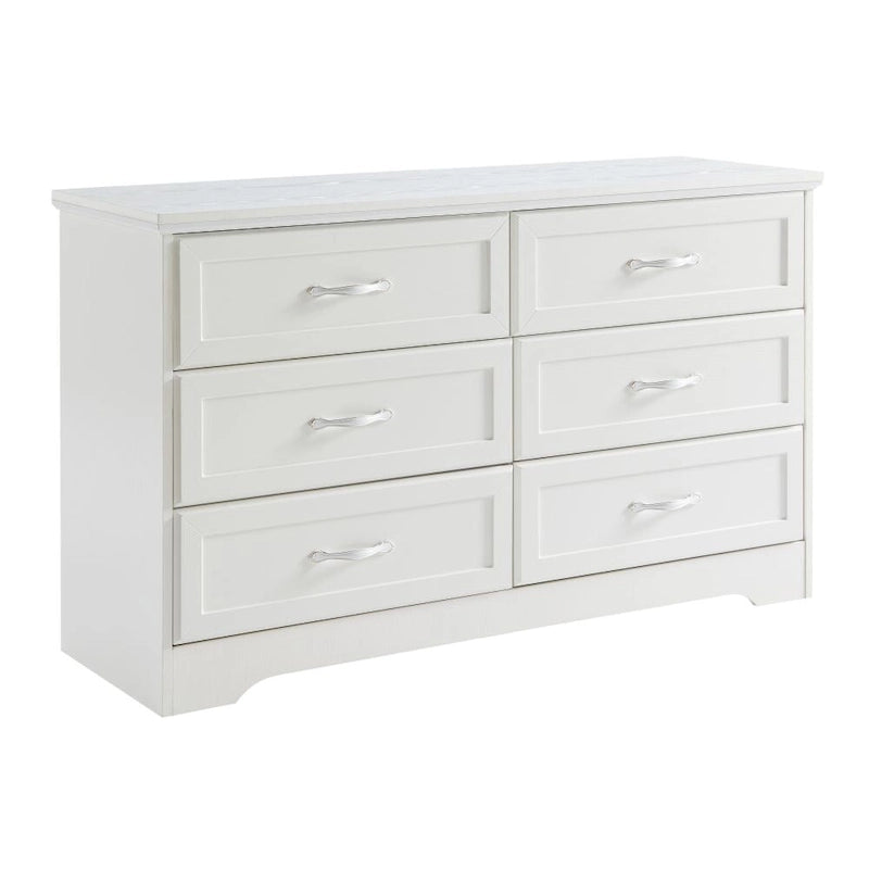 6-Drawer Bedroom Dresser with Metal Pulls and Anti-Tip Device