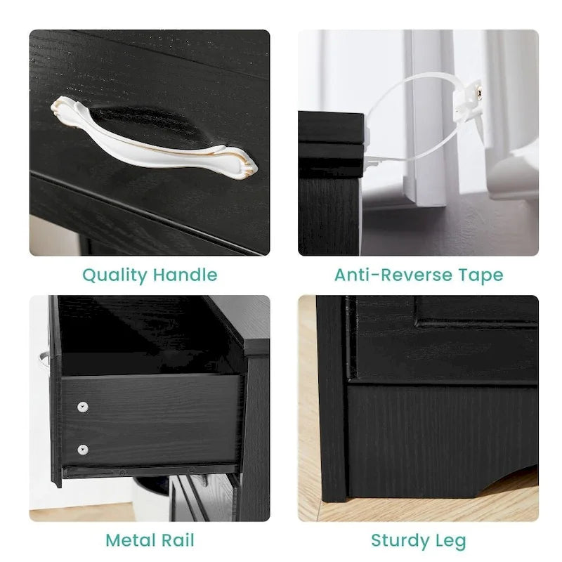 6-Drawer Bedroom Dresser with Metal Pulls and Anti-Tip Device