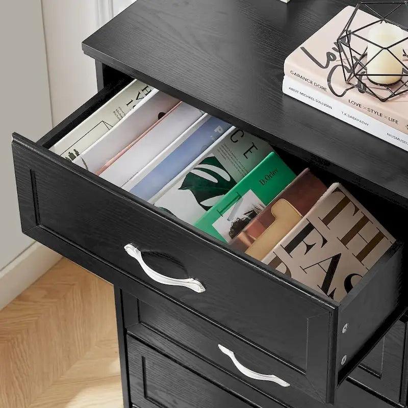 6-Drawer Bedroom Dresser with Metal Pulls and Anti-Tip Device