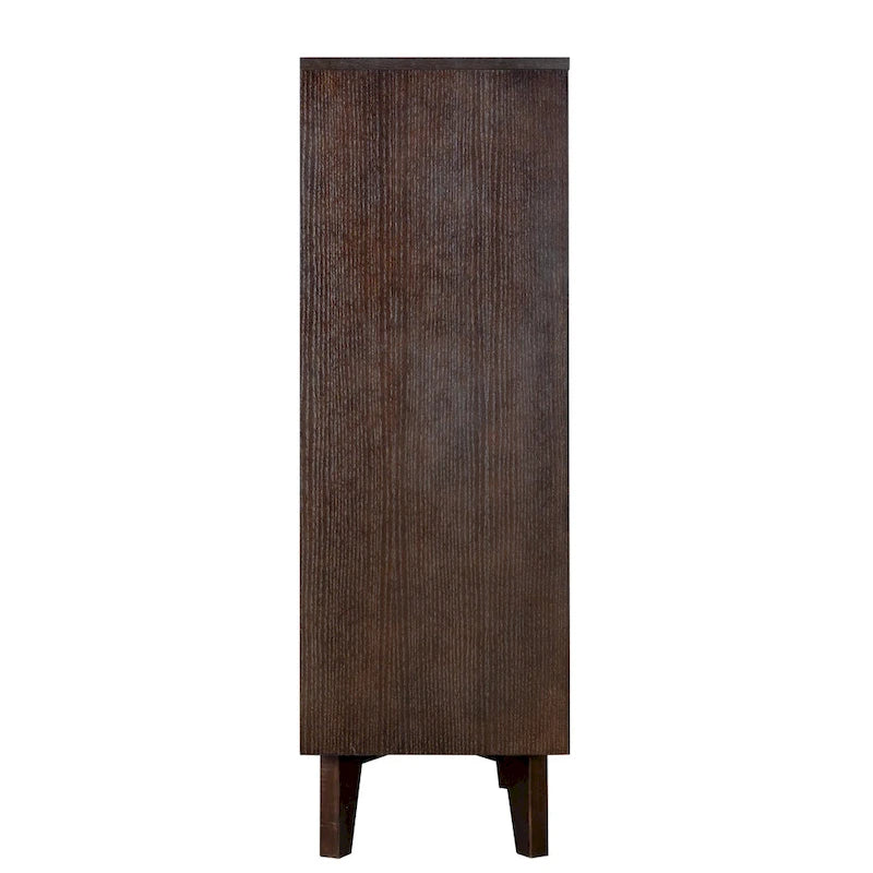 Brown Wood 7-Drawer Dresser Cabinet with Birch Legs Retro Style