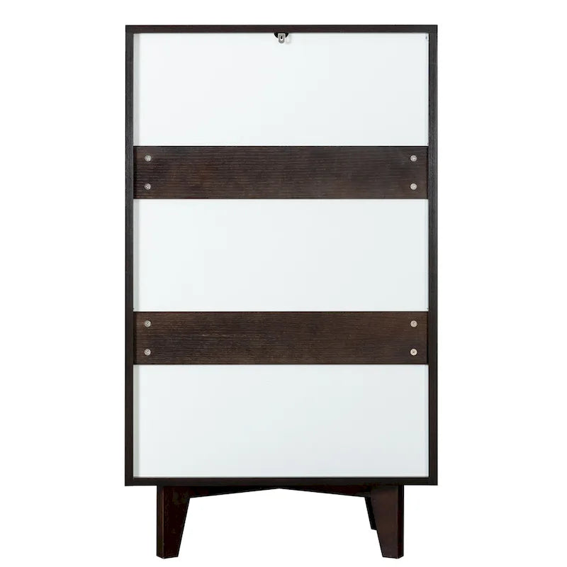 Brown Wood 7-Drawer Dresser Cabinet with Birch Legs Retro Style