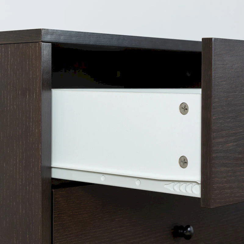 Brown Wood 7-Drawer Dresser Cabinet with Birch Legs Retro Style