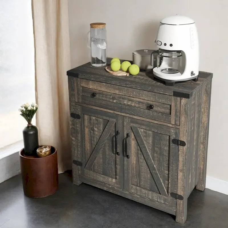 Double Barn Door Accent Cabinet