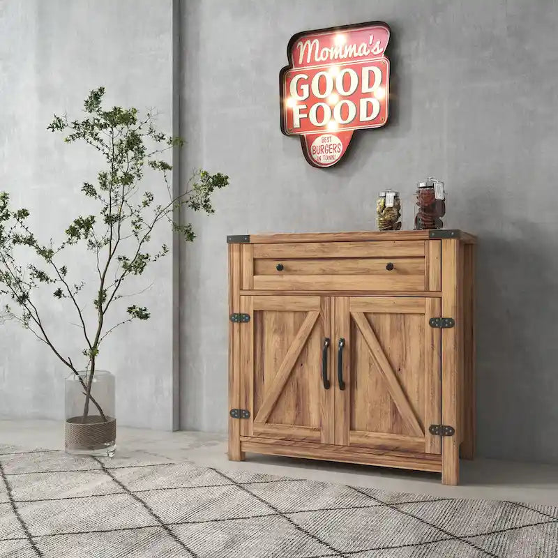 Double Barn Door Accent Cabinet